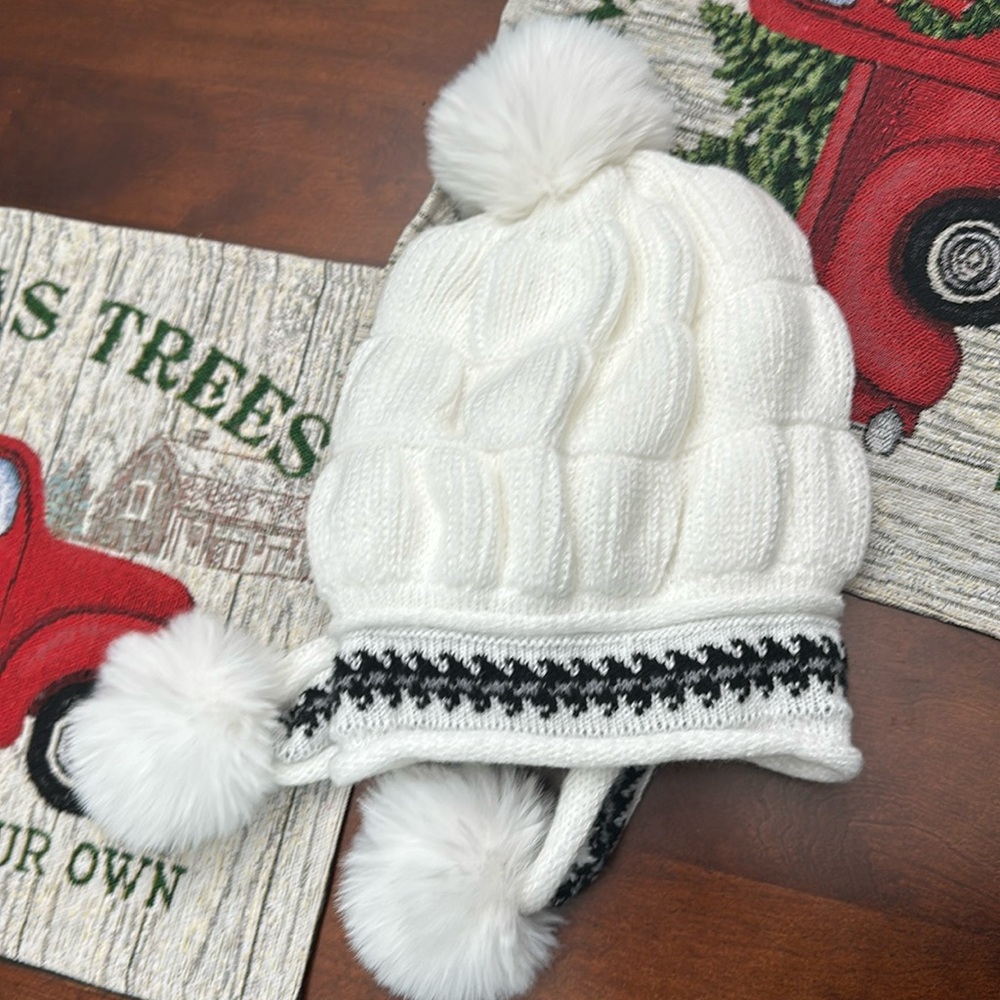 Warm white winter hat